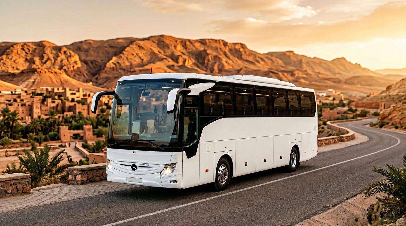 Bus for large group transfers in Morocco